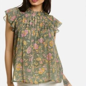 Nanette Lepore Green Floral Top
